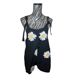 Daisy Flower Navy Blue Button Up Jumper